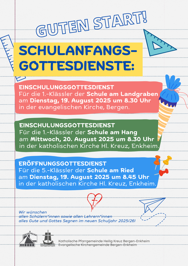 Schulanfangsgottesdienste in Bergen-Enkheim